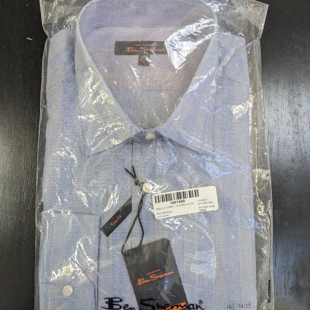 Ben Sherman Button Down Blue & White - Large, Trim Fit